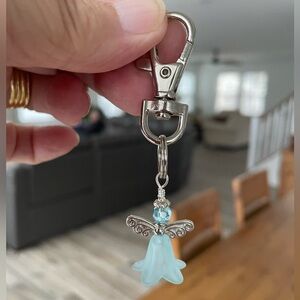 Handmade Baby Blue Fairy Hand Bag Charm Keychain Zipper Pull Snap Hook Clip